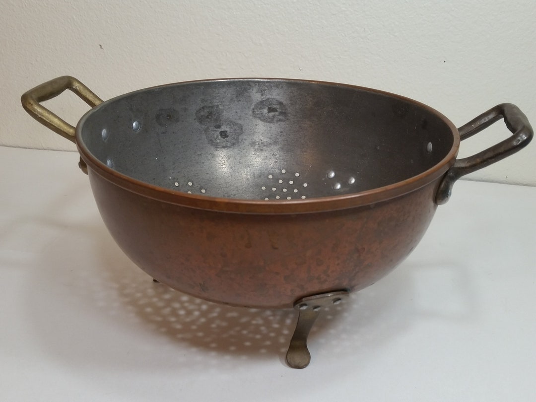 Vintage Italian Copper Colander With Brass Feet & Handles, Not Polished, No Return Etsy