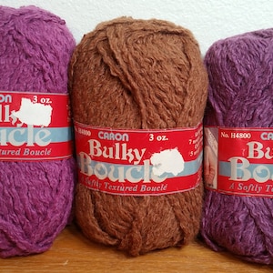 Caron Bulky Boucle Yarn: 3oz Orlon, Machine Washable
