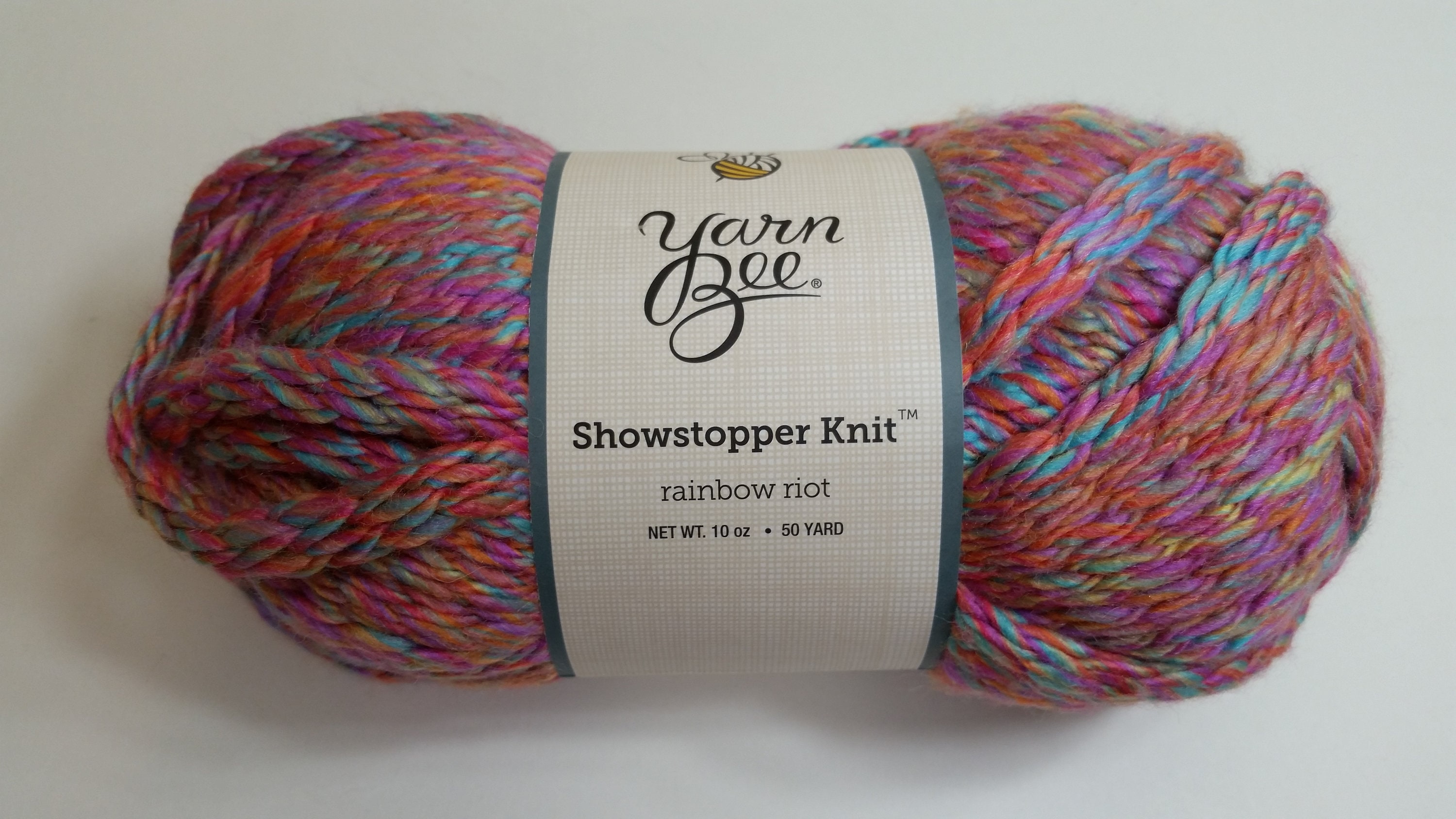 Yarn Bee Showstopper Knit in Rainbow Riot 5 skeins Supplies