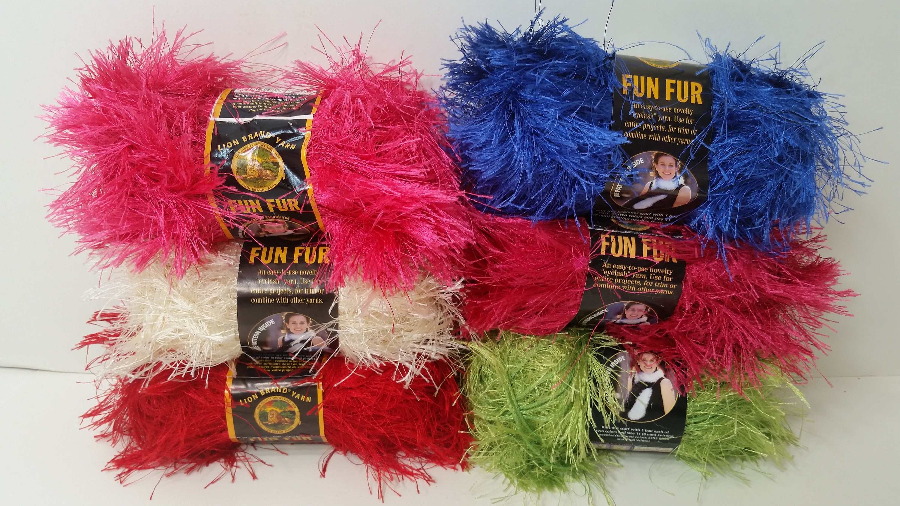 Lion Brand Yarn Fun Fur 100% Polyester Lot Of 3 Skein Color South Beach
