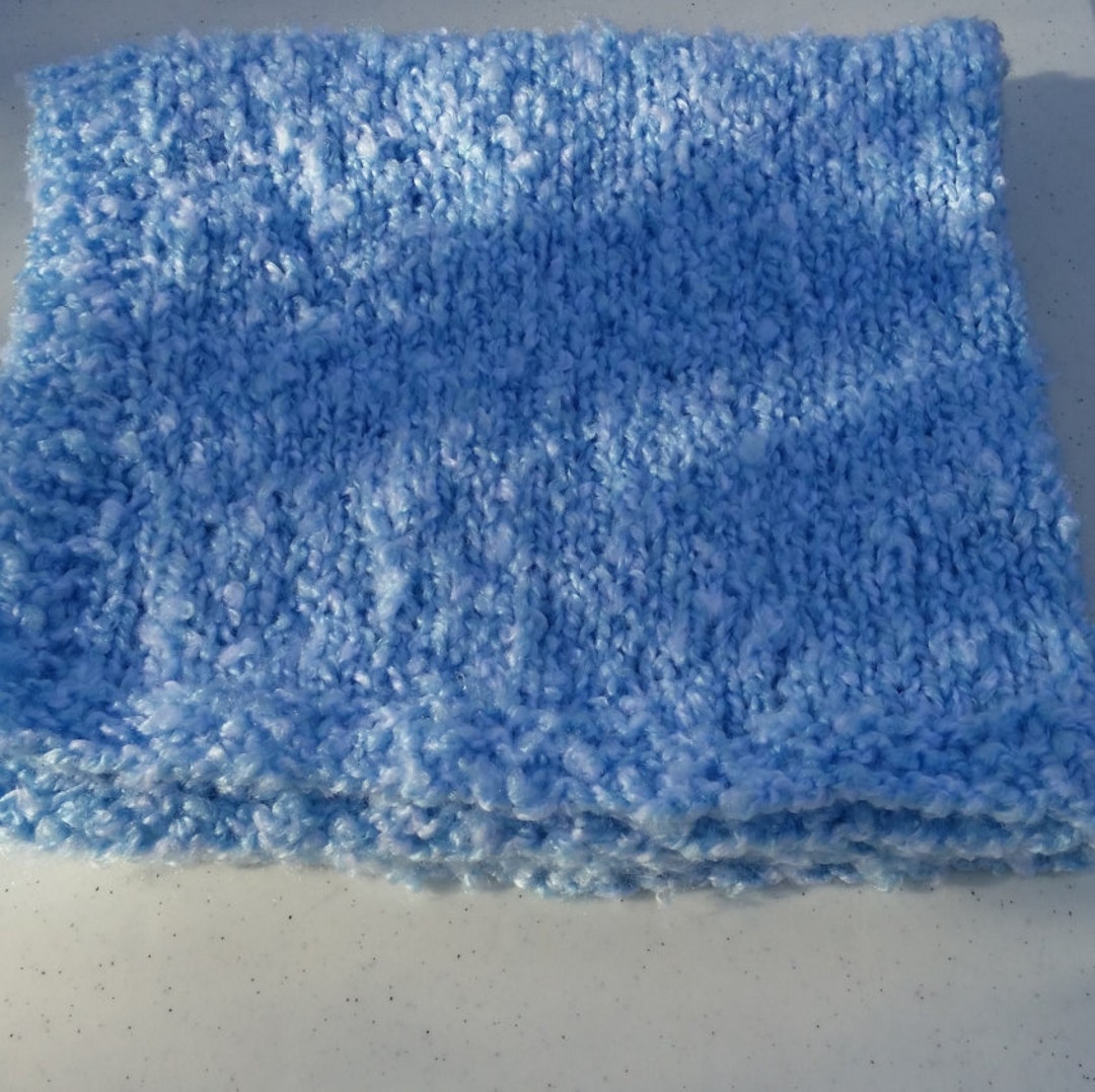 Knitted Blue Car Seat Size Baby Blanket, 27 in X 27 In Etsy