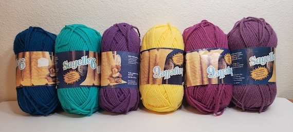 Vintage Sayelle Orlon Yarn: Teal, Plum, Jade, Mauve, Purple