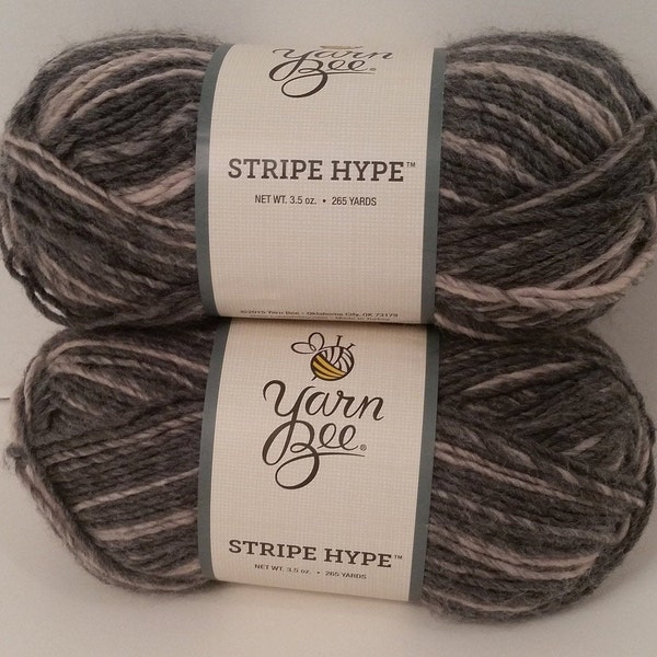 1 Skein (5 Skeins Available, 3 Dye Lots) Stripe Hype Yarn, Blush/Gray, 3.5oz/100g, 265yds/245m, Medium 4