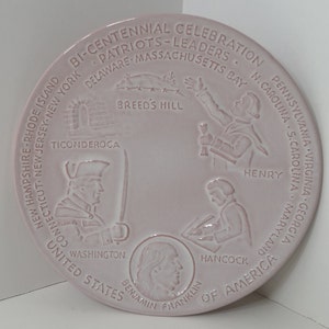 Vintage Frankoma Stoneware USA Bi-Centennial 1776-1976 Patriots-Leaders Commemorative Plate/Wall Hanging; No Return or Exchange