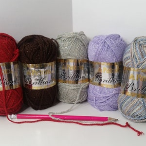 Patons Brilliant Yarn: Metallic Thread, Light Weight 3 (1.75oz/50g)