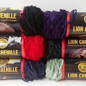Lion Chenille Yarn, 3oz, 174yds- Velvety Soft