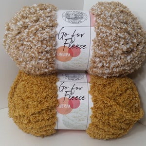  Lion Brand Yarn Go for Fleece Sherpa Jumbo Yarn for Knitting,  Crocheting, and Crafting, 3 Pack, Cream