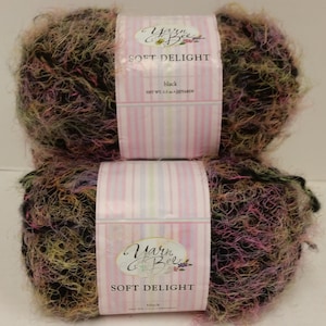 1 Skein Price (14 Skeins Available, Dye Lots 0292, 2601) Yarn Bee Soft Delight Yarn, Color Black, 3.5oz/100g, 200yds/184m, Light 3