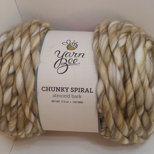 1 Skein (9 Skeins Available, 4 dye lots) Yarn Bee Chunky Spiral Yarn, Almond Bark, 17.5oz/497g, 120y/110m, Jumbo 7