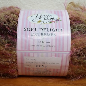 1 Skein (2 Skeins Available) Yarn Bee Soft Delight Extremes Yarn, Color EX Brown, 3.5oz/100g, 219yds/200m, Light 3