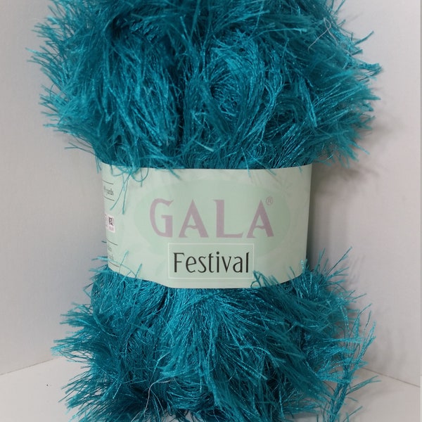 1 Skein Gala Festival Yarn, Turquoise,  1.76oz/50g, 99y/90m, Bulky 5