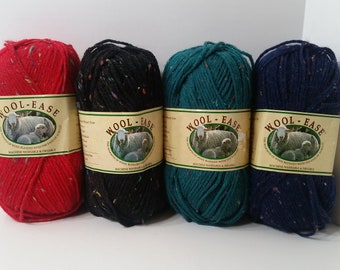 3 Pack Lion Brand Wool-ease Knitting & Crochet Yarn, Denim, Blue