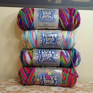 I Love This Yarn Print & Neons, Acrylic, 5oz, 252yds
