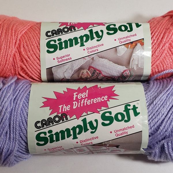 1 Skein (4 Skeins Available in Soft Lavender) Caron Simply Soft Yarn, 3 oz, Medium 4, 100% Acrylic, Machine Wash and Dry