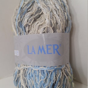 Fio La Mer Ribbon da Premier Yarns: Azul, Cinza, Branco (50g)