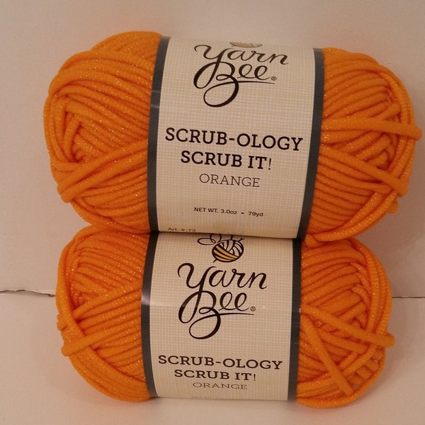 1 Skein (12 Skeins Available ) Scrub-Ology Scrub it! Yarn, Orange , 3oz/85g, 79yds/73m, Bulky 5