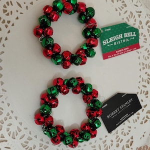 Servilletero con cascabeles: decoración navideña, adorno para árbol (7,6 cm x 7,6 cm)