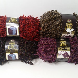 Caron Fling Yarn: Bulky Chenille, Acrylic Polyester Blend