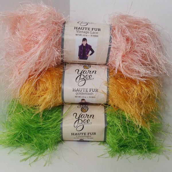 1 Skein( 36 Skeins available in 2 Colors)Yarn Bee Haute Fur Yarn, 3.5oz/100g, 76yds/70m, Bulky 5