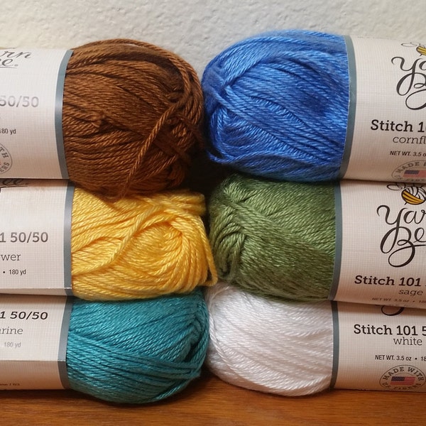 1 Skein (16 Skeins Available from 4 Colors) Yarn Bee Stitch 101 50/50, 3.5oz/100g, 180y/165m, Medium 4, Machine Wash/Dry