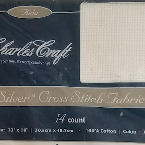 Charles Craft 14 Count, 12 x 18in, Cotton Aida White Cross Stitch Fabric