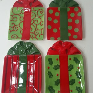 1 Canape&#39; Plate (3 Plates from 2 Designs Available) Fitz and Floyd Kringle Christmas, 6&#39;&#39; x 8&#39;&#39;, Hand Painted, NO return/Exchange