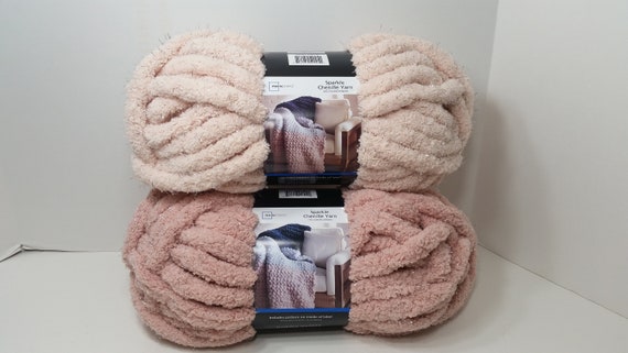 1 Skein Mainstays Chenille Chunky Yarn, Light Pink, Lot 19H, 8oz/226.8g,  31.7y/29m, Polyester, Super Bulky 6 