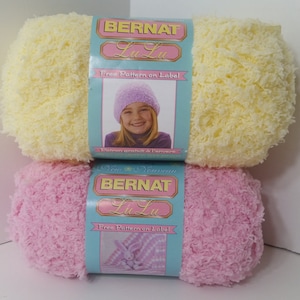 1 Skein (4 Skeins Available in Pink Puff) Bernat Lu Lu Yarn, 1.75oz/50g, 100% Nylon-Polyamide, Machine Wash /Dry