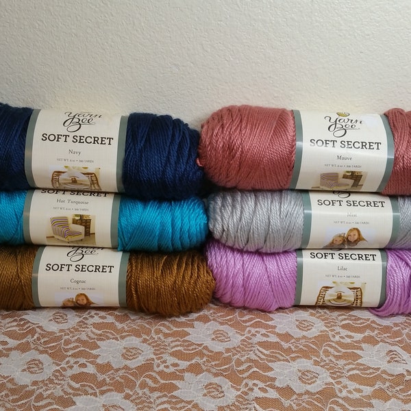 1 Skein Yarn Bee Soft Secret Yarn,Several Colors, 6oz/170g, 300yds/275m, Medium 4, 100% Acrylic, Machine Wash & Dry