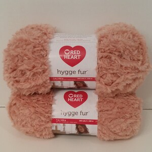 1 Skein Price ( 4 Skeins Available, Dye Lot 582-6) Red Heart Hygge Fur, Dusty Pink, 7oz/200g, 260y/238m, Bulky 5