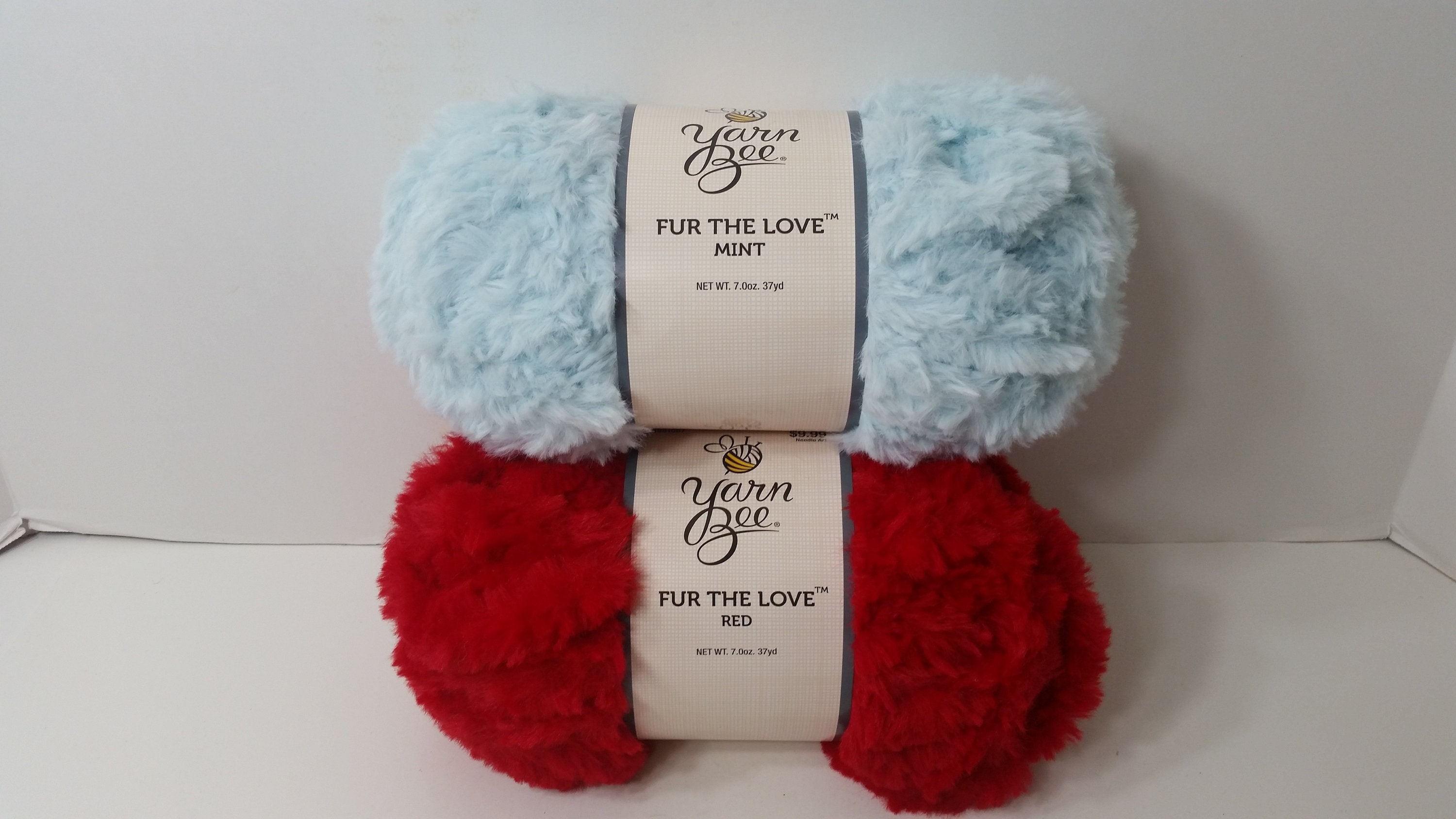 1 Skein Yarn Bee Fur the Love Yarn, Mint, 7oz/198g, 37yds