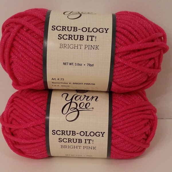 1 Skein (12 Skeins Available) Scrub-Ology Scrub it! Yarn, Bright Pink, 3oz/85g, 79yds/73m, Bulky 5