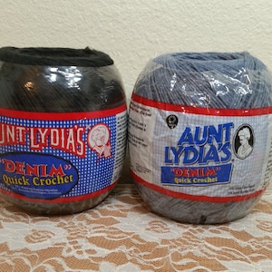 1 Skein Aunt Lydia&#39;s Denim Quick Crochet Thread (Black) 400 yds/365m, Cotton & Acrylic