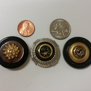 1 Set of 3 Vintage and Newer Button Magnets with a 1/2 inch neodymium rare earth magnet on the back, Unique Magnets; Vintage Button Magnets