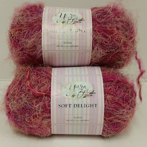 1 Skein Price (19 Skeins Available, Dye Lot 0260) Yarn Bee Soft Delight Yarn, Color Fuchsia, 3.5oz/100g, 200yds/184m, Light 3