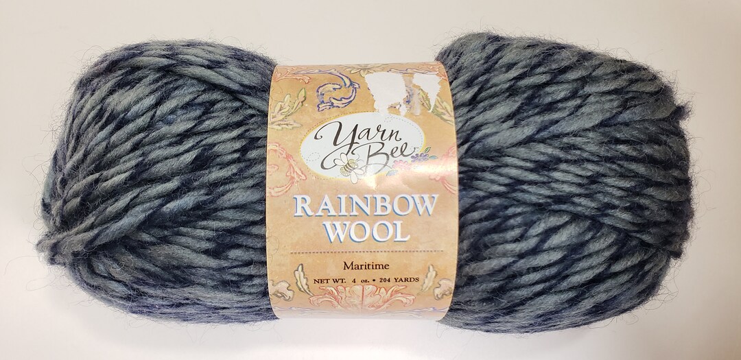1 Skein 3 Available Yarn Bee Rainbow Wool, Maritime navy Blue and Gray