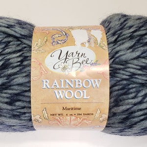 Rainbow Wool Yarn Bee Skein: Maritime Navy Blue Gray Blend