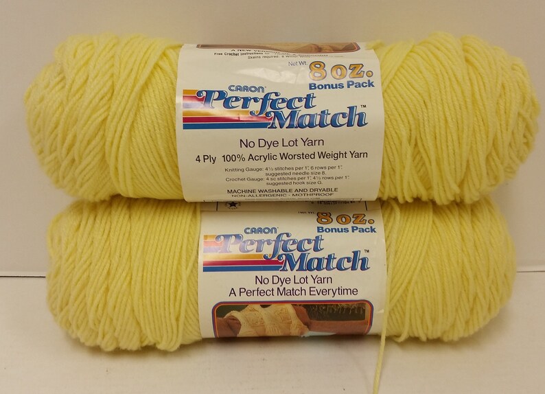 1 Skein Caron Perfect Match Yarn Soft Yellow No Dye Lot Etsy