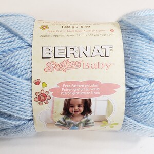 Skein Bernat Softee Baby Yarn, Pale Blue, Dye Lot 1506143210