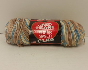 1 Skein Red Heart Super Saver Yarn, Camo Mirage, 4.6-5oz, Medium 4, Machine Wash and Dry (3 Available, 1 without label 4.6oz)