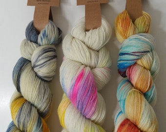 Hand-Dyed Superwash Merino Wool Yarn, Watermelon, Glistening Fibers