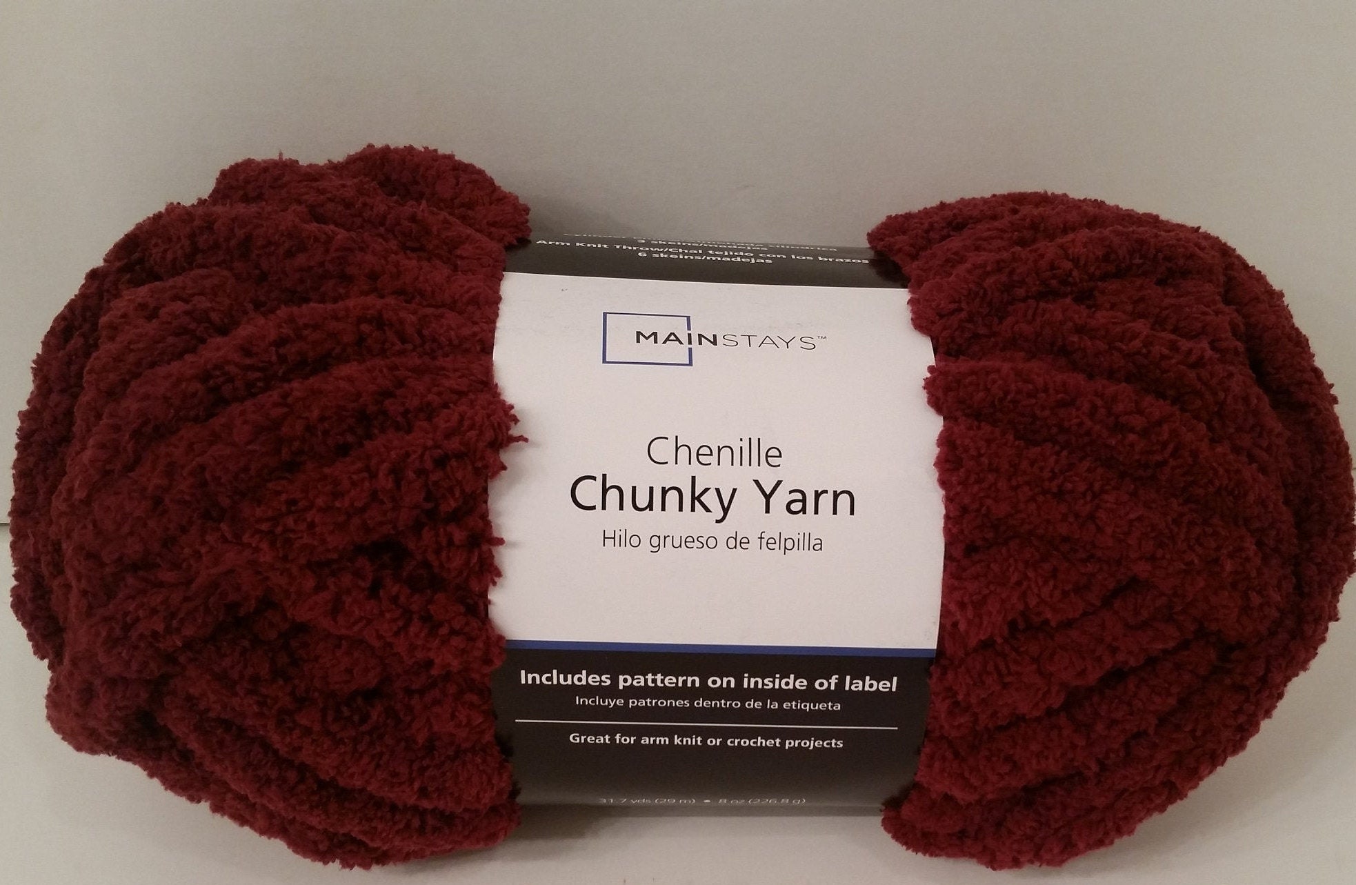 1 Skein 3 Skeins Available Mainstays Chenille Chunky Yarn, Heritage Russet,  Lot 20N 8oz/226.8g, 31.7y/29m, Polyester, Super Bulky 6 