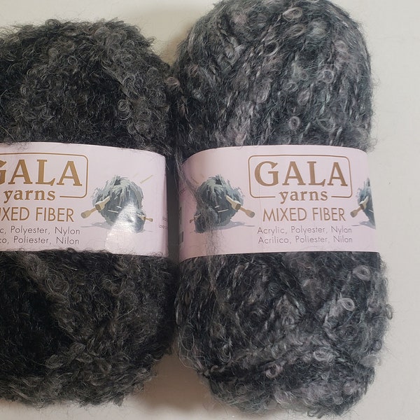 1 Skein (8 Available in 2 colors) Gala Mixed Fiber Yarn, Gray Yarn with Loops, 1.76oz/50g, Acrylic/Polyester/Nylon, Machine Wash/Dry