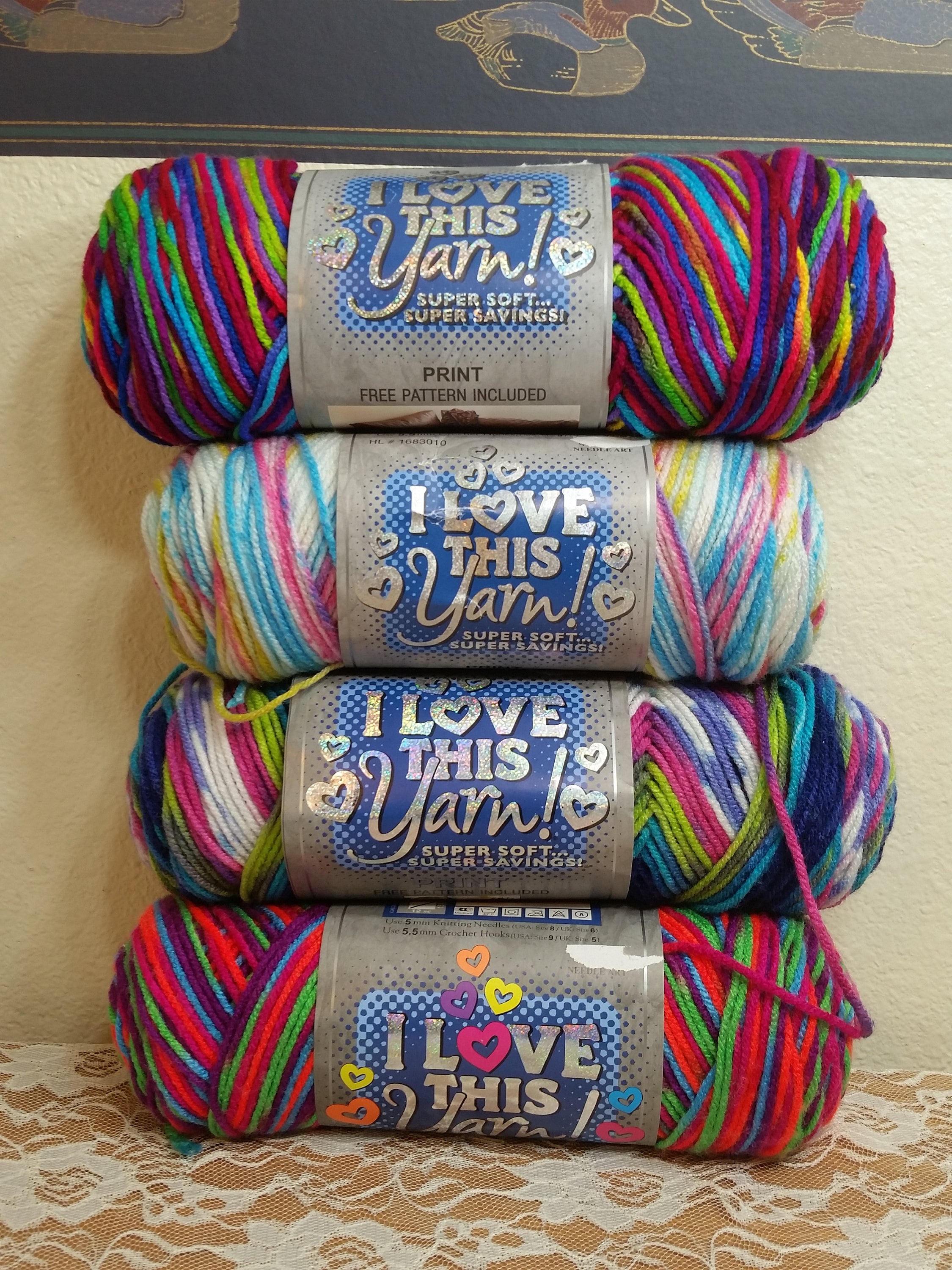 I Love This Yarn Print & Neons, Acrylic, 5oz, 252yds - Etsy