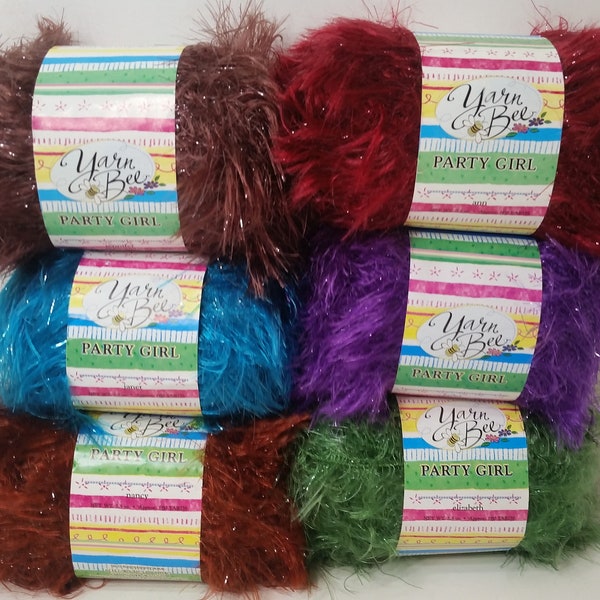 1 Skein (3 Elizabeth, 7 Nancy, 0 Janet, 10 Ann, 5 Jennifer, 9 Briley) Yarn Bee Party Girl Yarn, 3.5oz/100g, 180yds/164m