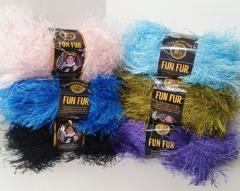 1 Skein (138 Total Skeins Available from 5 Colors) Lion Brand Fun Fur Yarn, 1.75oz/50g, 64yds/58m, Bulky 5, Machine Wash/Dry