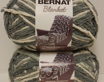 Bernat Blanket Yarn: Silver Steel, Light & Medium Gray, Off White