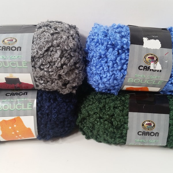 1 Skein (7 Skeins Available in Berry Blue) Caron Simply Soft Boucle' Yarn, 3oz/85g, 38y/35m, Bulky 5, Hand Wash, Lay Flat to Dry