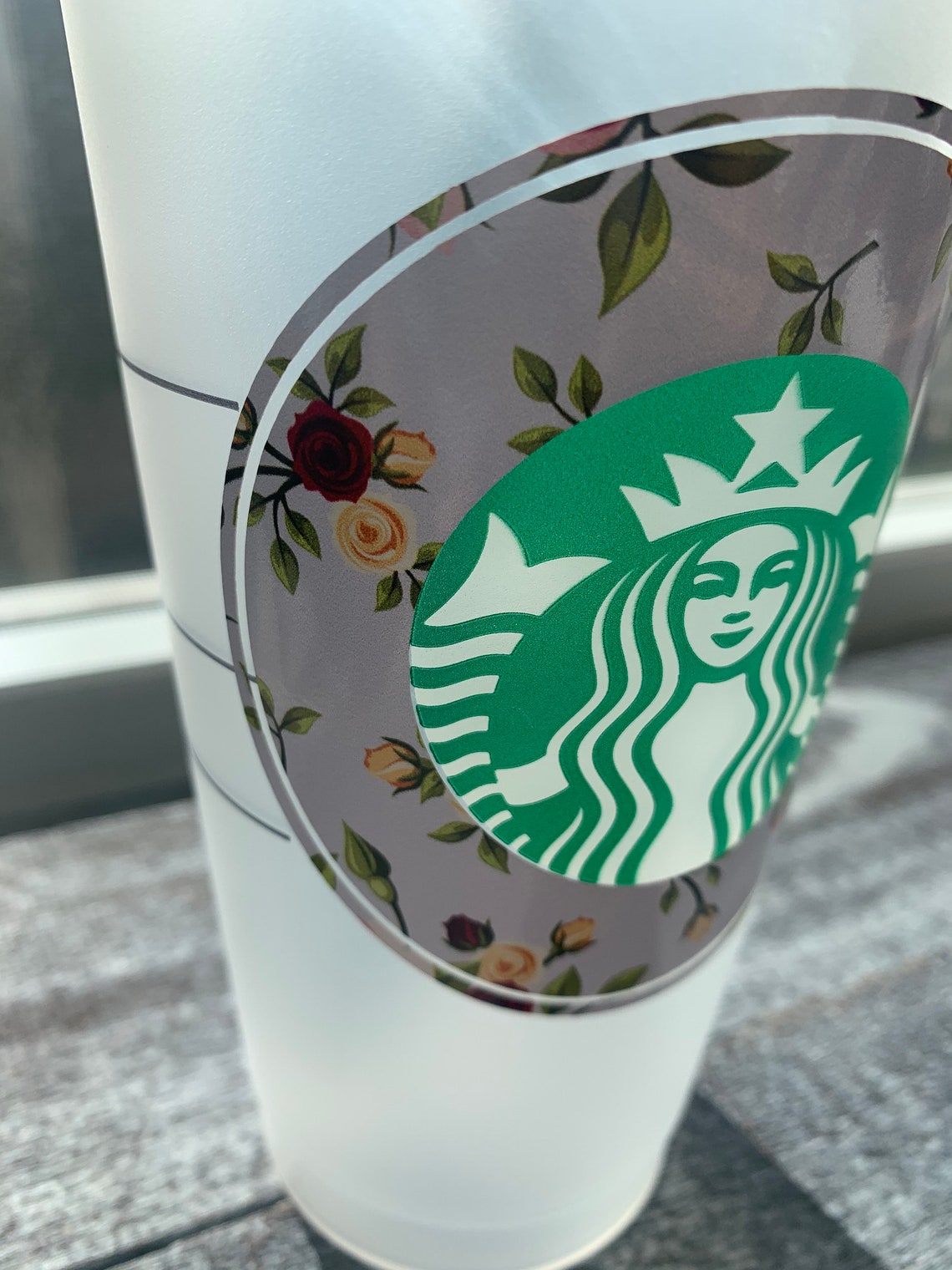 Starbucks Customized Tumblr with Straw with Floral Design Etsy