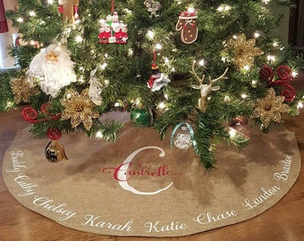 Christmas Tree Skirt - Personalized Christmas Tree Skirt - Burlap Christmas Tree Skirt - Personalized Burlap Jute Decor - Holiday Burlap